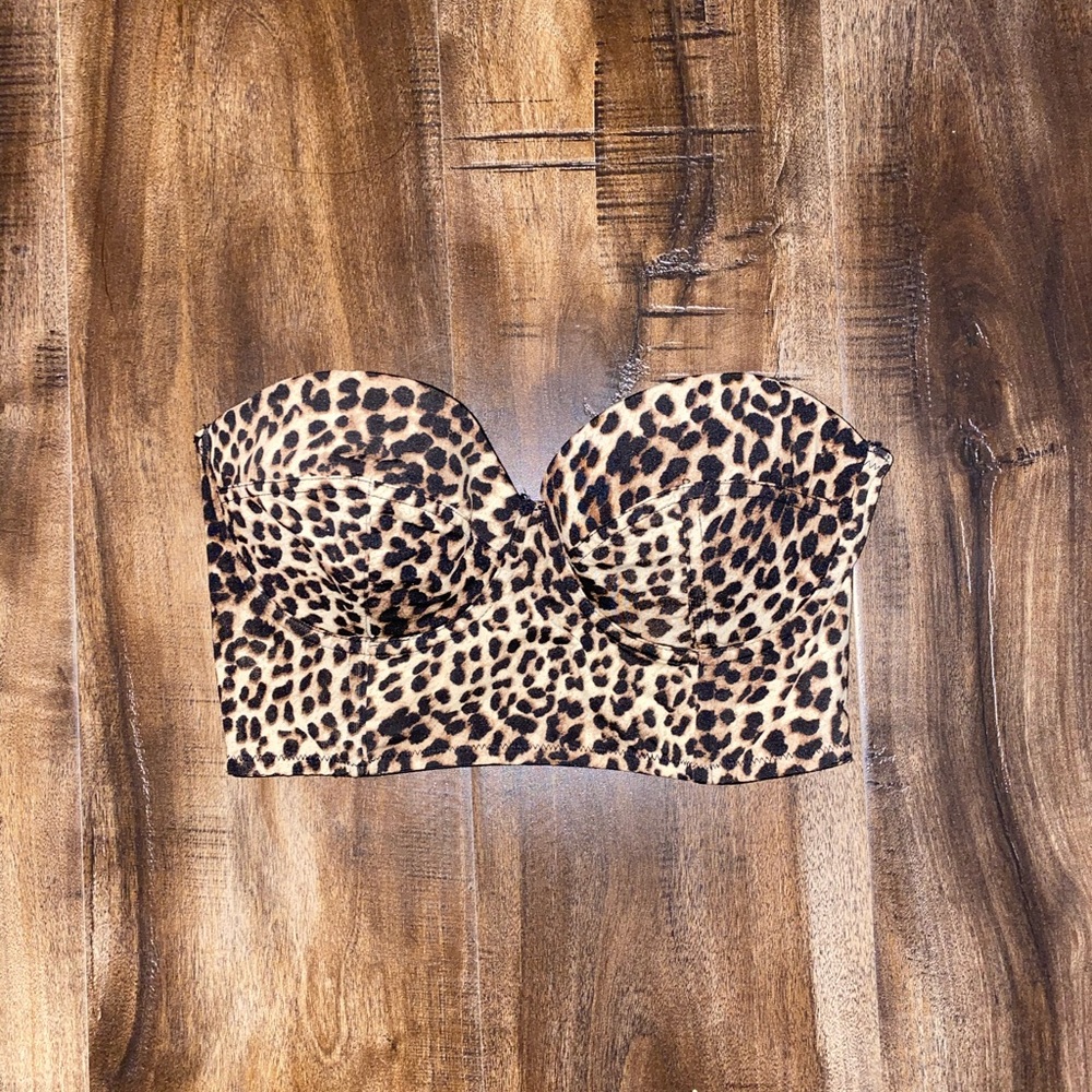 Topshop leopard bustier corset crop top small 32C